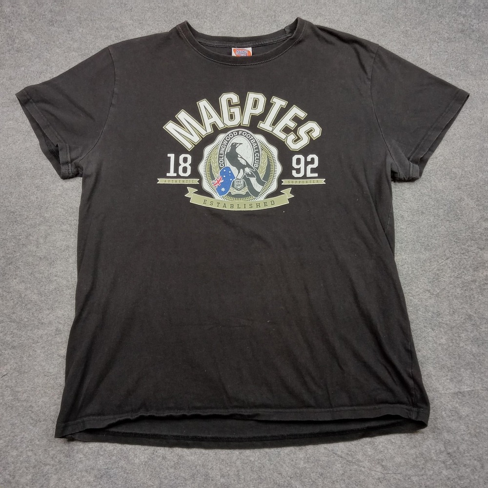 Collingwood Magpies Shirt Mens Large Black AFL Football Tee Graphic Arena League